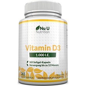 Vitamin D Supplements Nu U Nutrition Vitamin D3 1.000 IU, 365 Soft