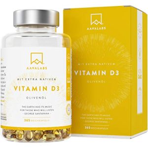 Vitamin-D-Tabletten AAVALABS Vitamin D3 Hochdosiert, 365 Kaps.
