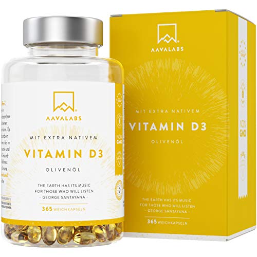 Vitamin-D-Tabletten AAVALABS Vitamin D3 Hochdosiert, 365 Kaps.