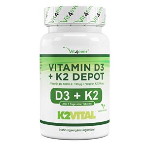 Comprimés de vitamine D3 Vit4ever Vitamine D3 + K2 Dépôt, 180 comprimés