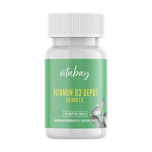 Compresse di vitamina D3 vitabay Vitamin D3 Depot 20.000 UI, 120 compresse.