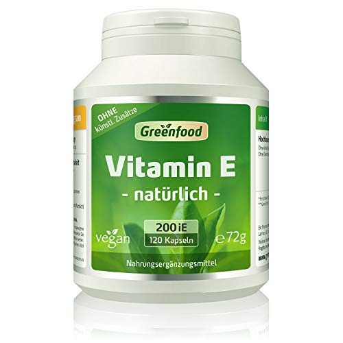 Vitamin E Greenfood, 200 iE, vegan, 120 Kapseln, vegan