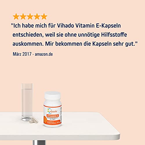 Vitamin E Vihado, veganes Nahrungsergänzungsmitte, 90 Kapseln