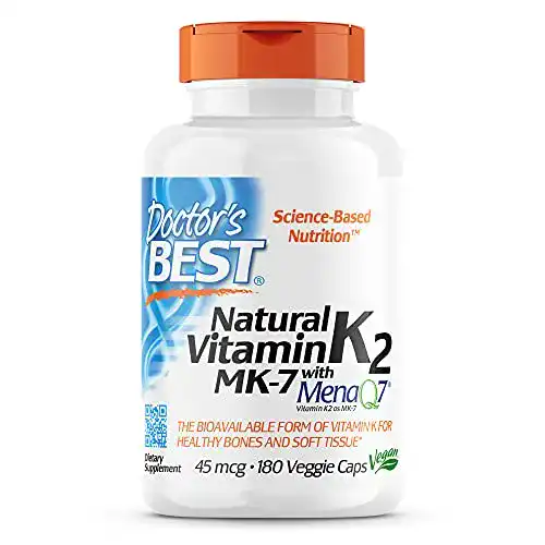 Vitamin K2 DOCTOR’S BEST natürlich, 45mcg, 180 vegane Kapseln
