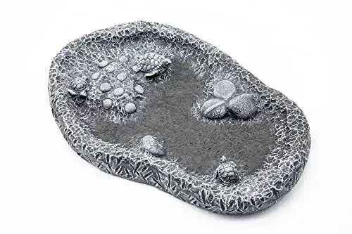 Vogeltränke Tiefes Kunsthandwerk mit Schildkröten, Frostsicher