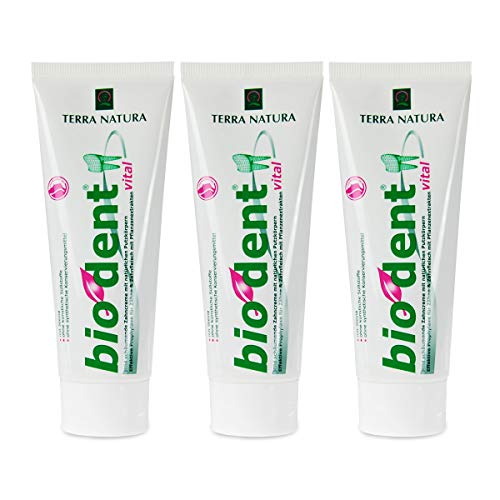 Zahnpasta ohne Fluorid Biodent 3er Pack Stevia Bio Dent Vital 75ml
