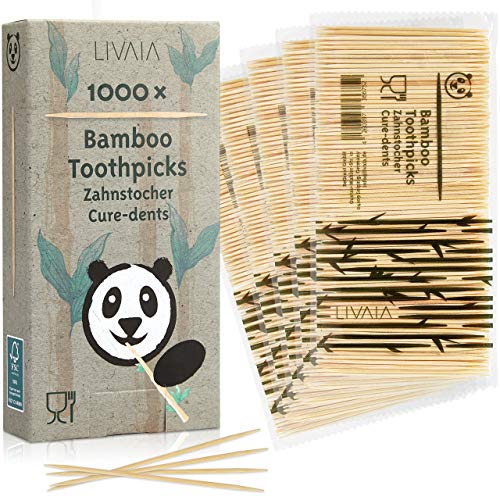 Zahnstocher LIVAIA Holz: 1000x Premium Bambus