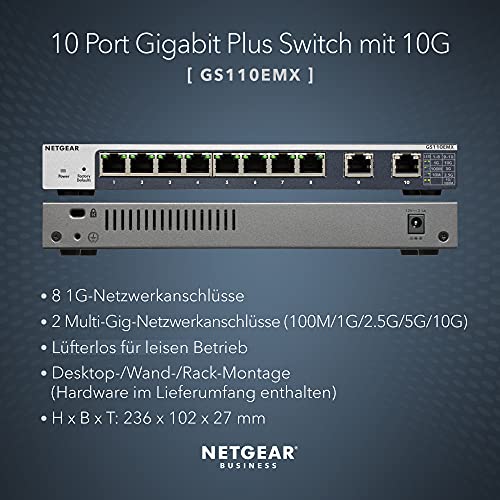 10-GB-Switch Netgear GS110EMX 10 Port Gigabit/10GbE Ethernet
