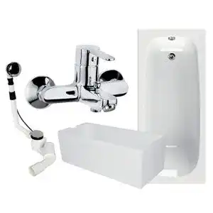 Acryl-Badewanne Calmwaters ® Rechteck Komplettset 170×75 cm