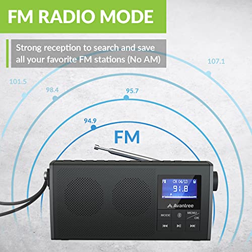 Akku-Radio Avantree Soundbyte Tragbares FM Radio & Bluetooth