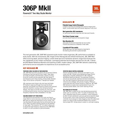 Aktivboxen JBL Professional 308P MKII 8 Zoll 2-Wege-Studio