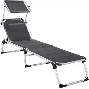 Aluminium-Sonnenliege TecTake 800813, mit Dach und Kopfkissen