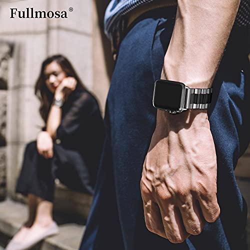 Apple-Watch-Armband Fullmosa, rostfreier Edelstahl, Lackschwarz