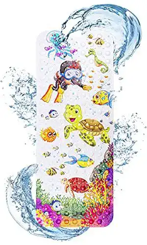 Badewannenmatte (Kinder) FINEW rutschfest, extra lang 40×100