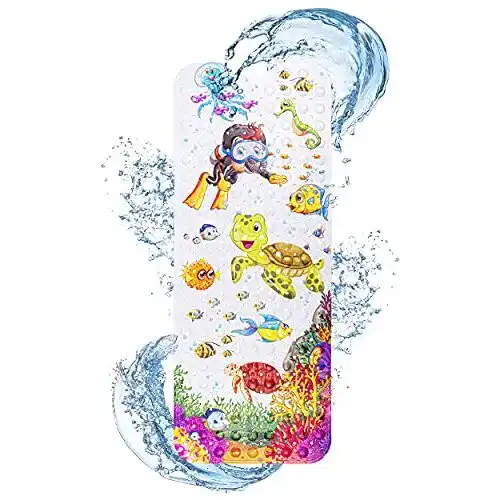 Badewannenmatte (Kinder) FINEW rutschfest, extra lang 40×100