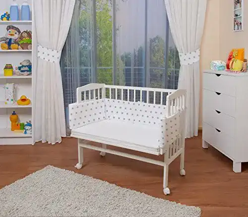 Beistellbett Boxspring Waldin, mit Matratze, höhenverstellbar, Holz