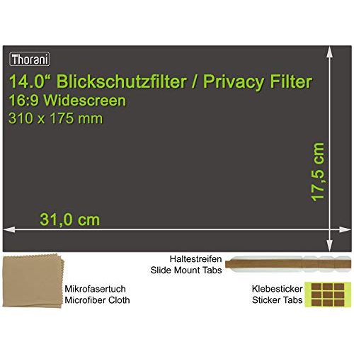 Blickschutzfilter Thorani Notebook Privacy Filter 14.0 Zoll 16:9