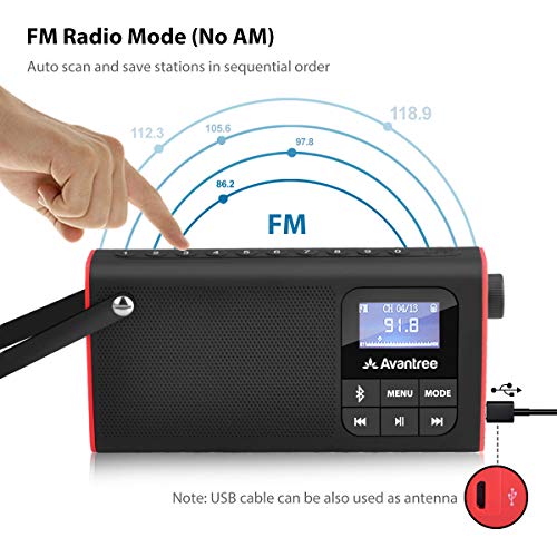 Bluetooth-Radio Avantree 3 in 1 Portable Tragbares FM Radio