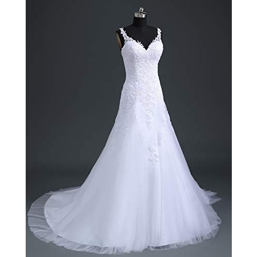 Brautkleid Romantic-Fashion, Weiß Modell W105 A-Linie Stickerei