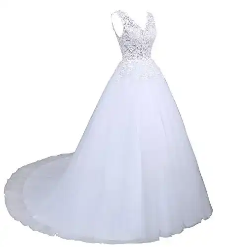 Brautkleid Romantic-Fashion, Weiß Modell W142 A-Linie Satin