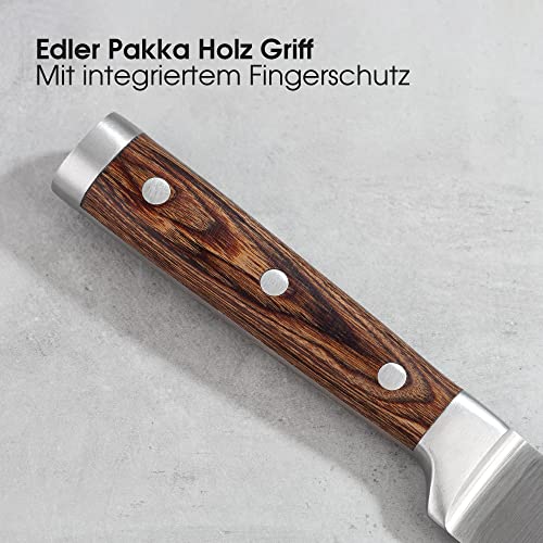 Brotmesser Zolmer Profi, Scharfes Wellenschliff Messer, Pakka Holz