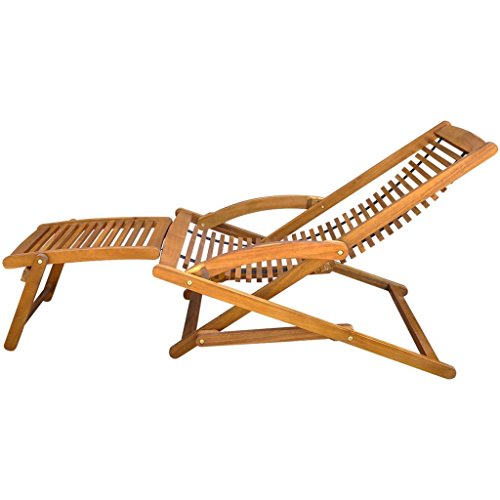 Deckchair vidaXL Holzliege Sonnenliege + Fußstütze Akazie