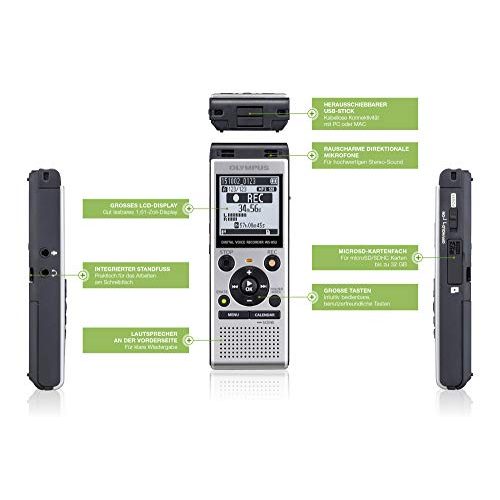 Diktiergerät Olympus WS-852 hochwertiges digitales Sprachaufnahmegerät mit Stereomikrofonen