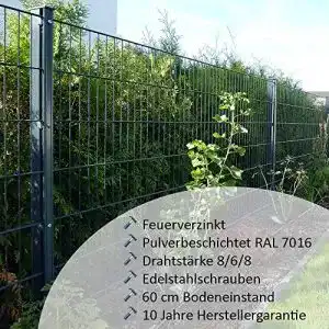 Doppelstabmattenzaun Fischer und Adamek 8/6/8 Komplettset