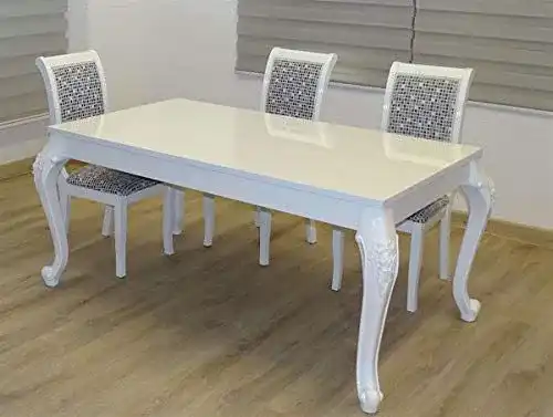 Esstisch Landhausstil Euro Tische, weiß Hochglanz Barock