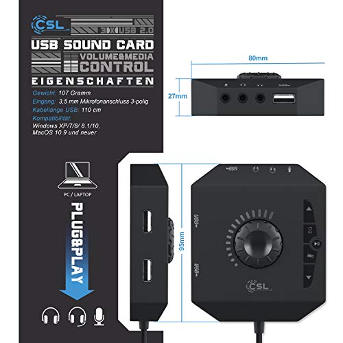 Externe Soundkarte CSL-Computer CSL, USB, Lautstärkeregelung