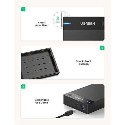 Festplattengehäuse (3,5 Zoll) UGREEN, USB 3.0 Kabel, Netzteil