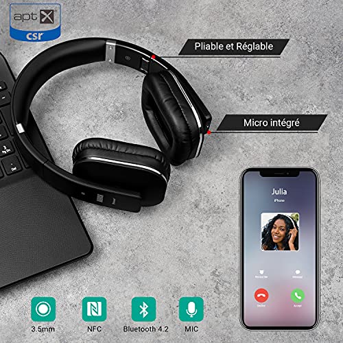Funkkopfhörer August EP650, Bluetooth Kopfhörer v4.2 NFC