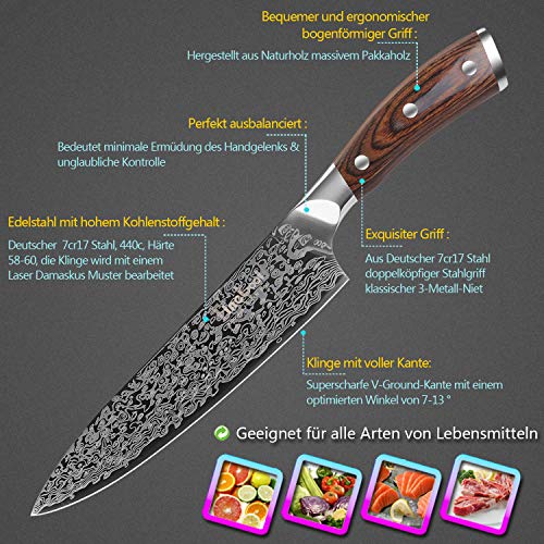 Gyuto-Messer Finetool Küchenmesser, 8 Zoll Kochmesser