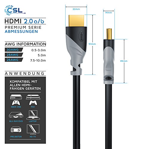 HDMI-Kabel CSL-Computer CSL, 2m, Ultra HD 4k HDMI Kabel 2.0b