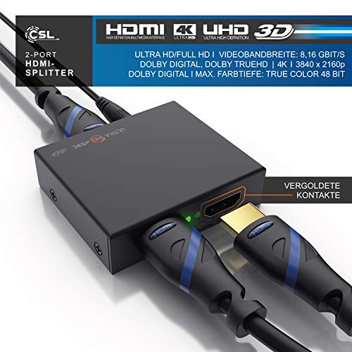 HDMI-Splitter 1 in 2 out CSL-Computer CSL, 4k UHD HDMI