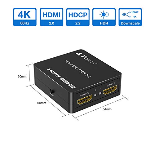 HDMI-Splitter 1 in 2 out PORTTA HDMI Splitter 1 In 2 Out 4K 60Hz
