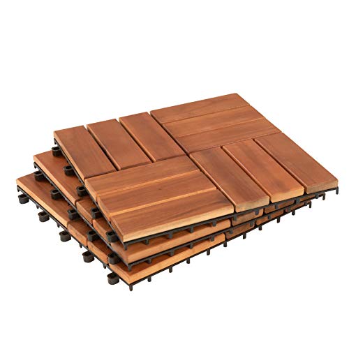 Holzfliesen Balkon ESTEXO, 11x Platten, 30×30 cm Holz Akazie