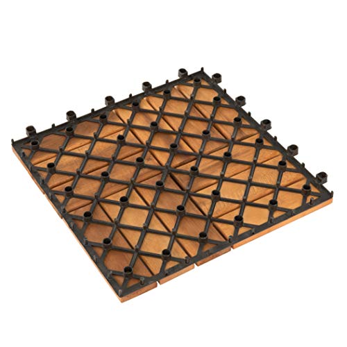 Holzfliesen Balkon ESTEXO, 11x Platten, 30×30 cm Holz Akazie