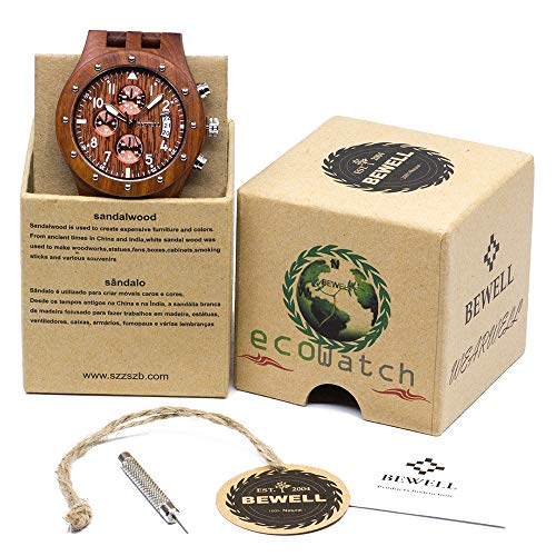 Holzuhren BEWELL Uhren aus Holz Herrenuhr Chronograph