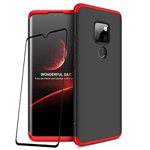 Huawei-Mate-20-Hülle Joytag 360 Grad rot schwarz, Glasfilm