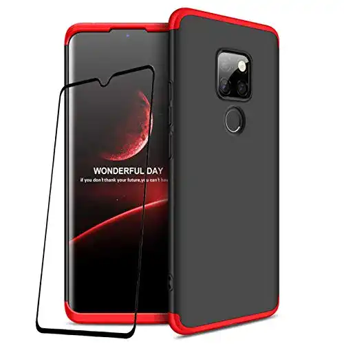 Huawei-Mate-20-Hülle Joytag 360 Grad rot schwarz, Glasfilm
