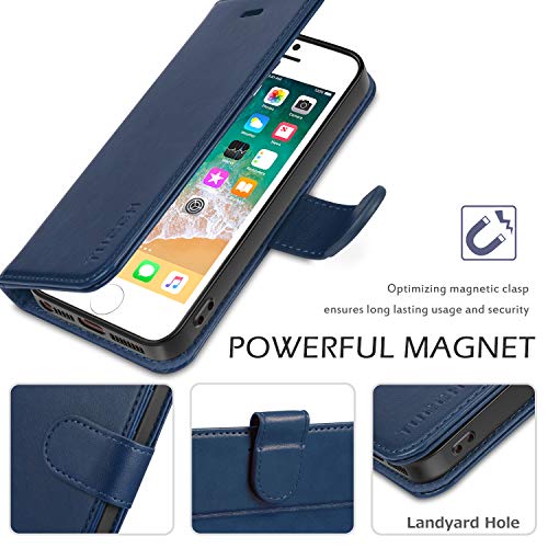 iPhone-SE-Hülle TUCCH iPhone 5s Hülle, 3 Kartenfächer, Magnet