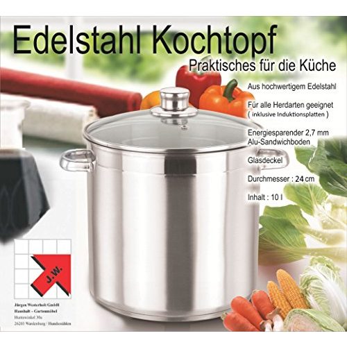 Kochtopf 10 Liter Jürgen Westerholt GmbH, Edelstahl