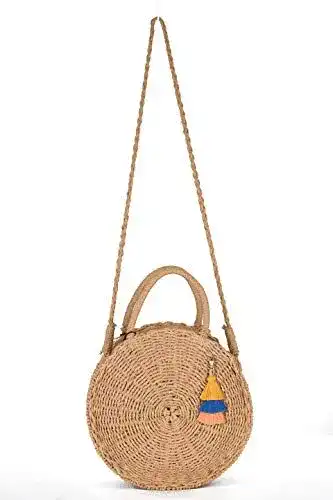 Korbtaschen SHUIBIAN Runde Stroh Strandtasche Vintage