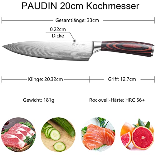 Kuchenmesser PAUDIN Kochmesser, Klingenlänge 20cm Profi