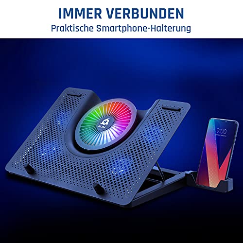 Laptop-Kühler KLIM Nova, Laptop-RGB-Kühler, 11 bis 19 Zoll