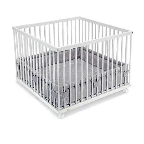 Laufgitter 100×100 FabiMax cm mit Laufgittereinlage weiße Sterne