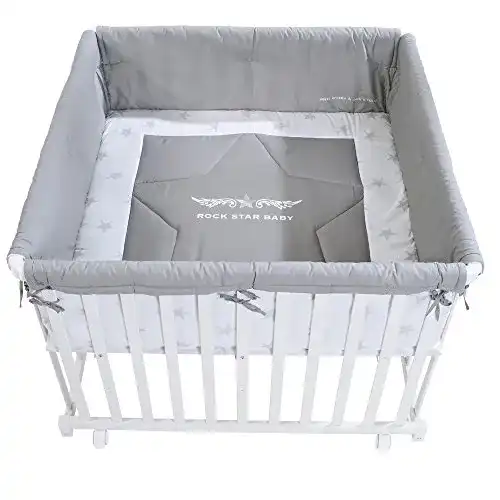 Laufgitter 100×100 roba Laufgitter ‘Rock Star Baby’, Holz weiß