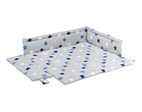 Laufgittereinlage FabiMax 75×100 cm, blaue Sterne auf grau