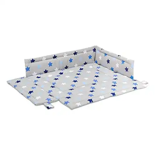 Laufgittereinlage FabiMax 75×100 cm, blaue Sterne auf grau